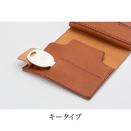 PLOWS 小さく薄い財布 dritto 2 キータイプ カスターニョ(焦げ茶)