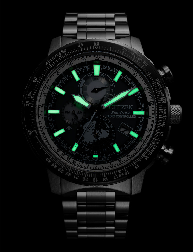 CITIZEN シチズン PROMASTER プロマスター SKY スカイ BY3006-53H メンズ 腕時計 光発電 エコドライブ 電波 飛行計算尺 ワールドタイム 20気圧防水 サファイアガラス ステンレスケース