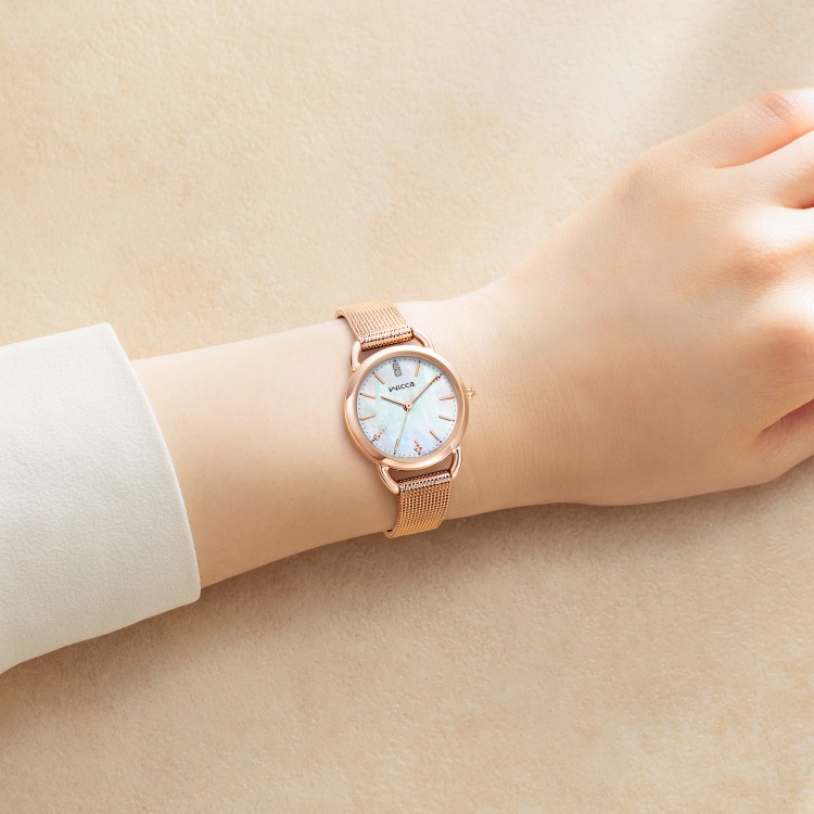 CITIZEN シチズン wicca ウィッカ KP6-065-21 レディース 腕時計 ソーラーテック 光発電 白蝶貝文字板 ピンクゴールド 替えバンド付属 5気圧防水 冬限定モデル