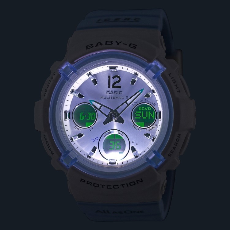 CASIO カシオ BABY-G BGA-2800K-7AJR ICERC Japanコラボ スナメリ×ベイビージー 電波ソーラー レディース腕時計 ホワイト×ライトブルー 限定モデル イルクジ イルカクジラ