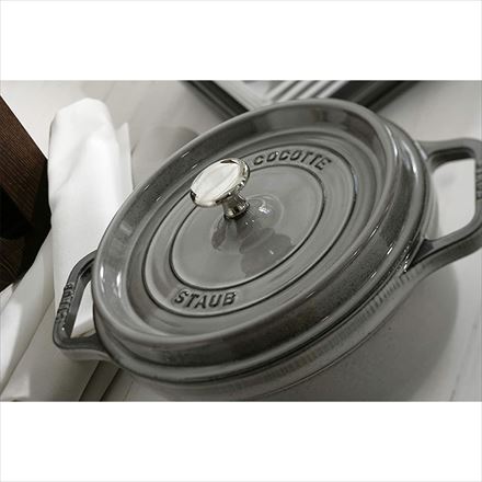 staub ストウブ ピコ・ココット ラウンド 24cm グレー 40500-246 大きい 両手 鋳物 ホーロー 鍋 IH対応