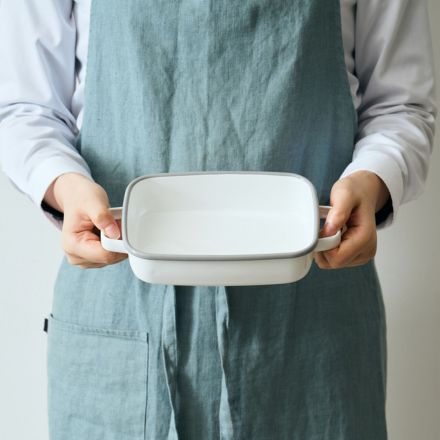 365methods ホーローオーブンディッシュ 浅型S ホワイトxライトグレー YY-HS.W