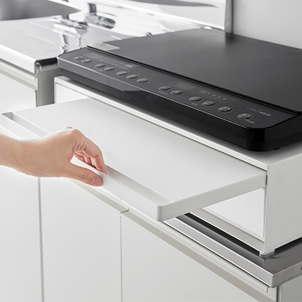 tower タワー IHクッキングヒーターラック 引き出し&スライドテーブル ホワイト 1923