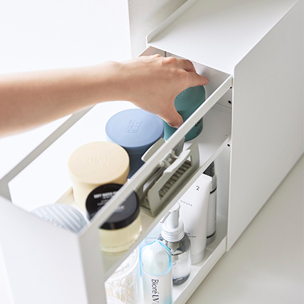 tower タワー 隠せる引き出し収納 ホワイト 1428