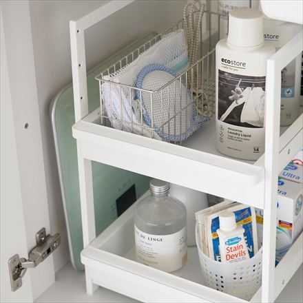 tower タワー シンク下スライドラック 2段 ホワイト 1460