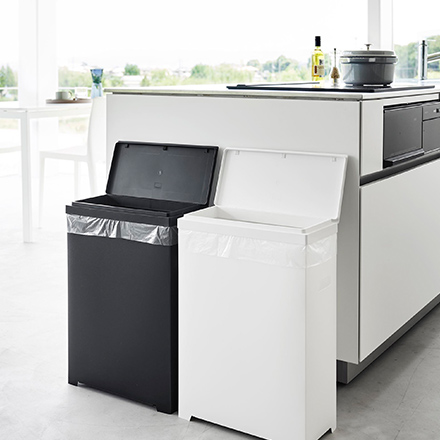 tower タワー スリム蓋付きゴミ箱 横開きタイプ 2個組 ホワイト 1526