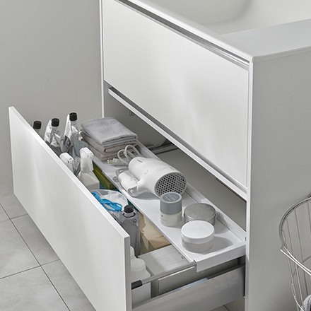 tower タワー 伸縮キッチン引き出し中ラック ワイド ホワイト 1731