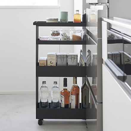 tower キャスター付きスリムワゴン 4段 ブラック 1807