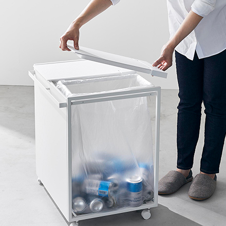 tower 蓋付き目隠し分別ダストワゴン タワー 45L 2分別 ホワイト 1820