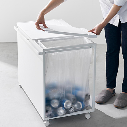 tower 蓋付き目隠し分別ダストワゴン タワー 45L 3分別 ホワイト 1822