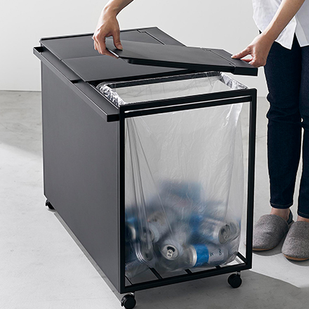 tower 蓋付き目隠し分別ダストワゴン タワー 45L 3分別 ブラック 1823