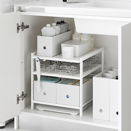 tower タワー 高さ調節シンク下ラック 3段 ホワイト 2011