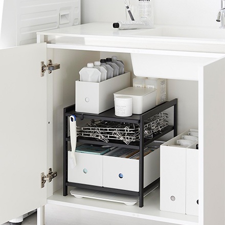 tower タワー 高さ調節シンク下ラック ３段 ブラック 2012