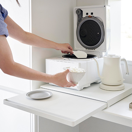 tower タワー キッチン家電下スライドテーブル ホワイト 2105