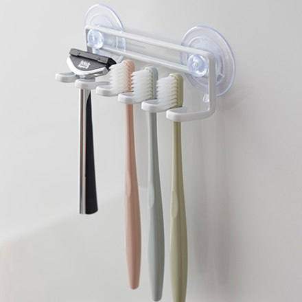 tower タワー 吸盤トゥースブラシホルダー 5連 ホワイト 3285