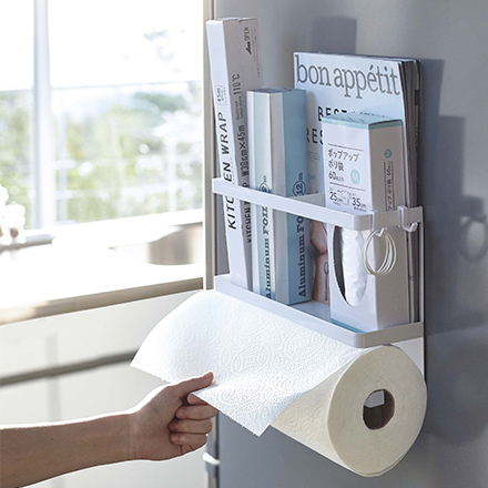 tower タワー マグネットキッチンペーパー&ラップホルダー ホワイト 4396