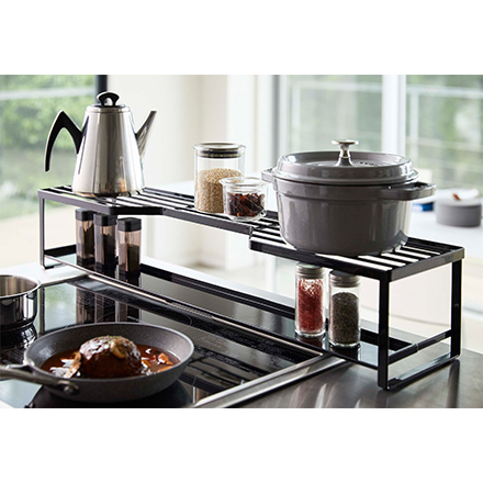 tower タワー コンロ奥ラック 排気口カバー付 60cmコンロ用 ブラック 5269