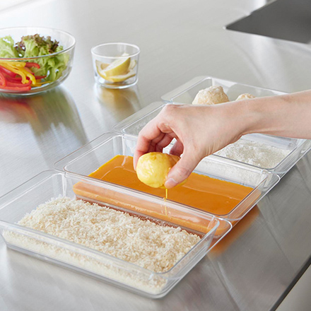 tower タワー 電子レンジ対応連結できる洗いやすい下ごしらえ調理トレー 深型 2個組 クリア 10337