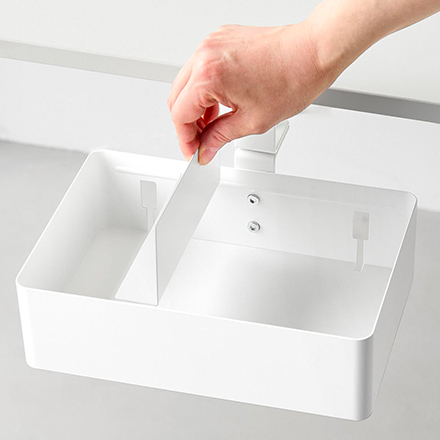 tower タワー テーブル横回転収納ラック 仕切り付き ホワイト 10365