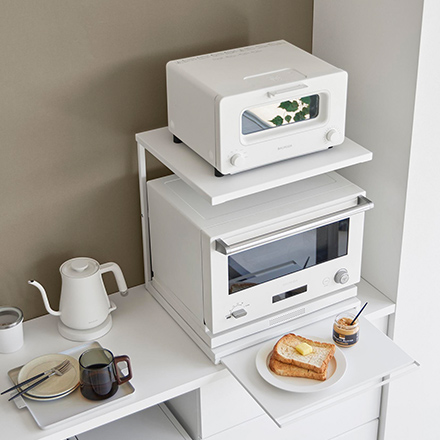 tower タワー スライドテーブル付きキッチン家電下ラック 2段 ホワイト 10652