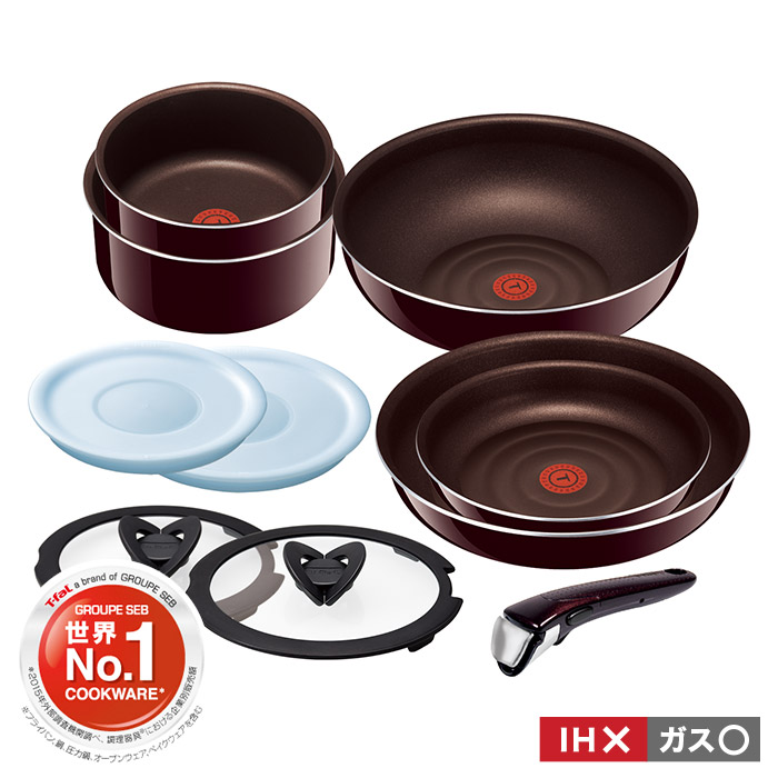 ティファール T-fal フライパンセット インジニオ・ネオ マホガニー・プレミア セット10 ガス火専用（IH不可） L63192