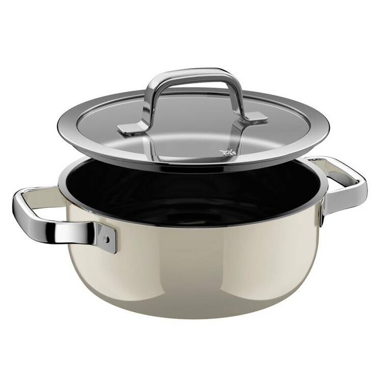 WMF ヴェーエムエフ フュージョンテック ミネラルプロ ローキャセロール 20cm IH対応 ガス火対応 / 浅型 両手鍋 鍋 蓋付き 食洗機対応 オーブン対応 10年保証 / プラチナム(PL)