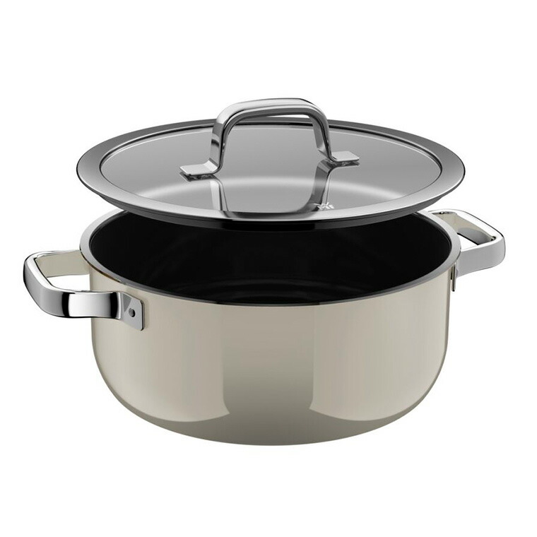 WMF ヴェーエムエフ フュージョンテック ミネラルプロ ローキャセロール 24cm IH対応 ガス火対応 / 浅型 両手鍋 鍋 蓋付き 食洗機対応 オーブン対応 10年保証 / プラチナム(PL)