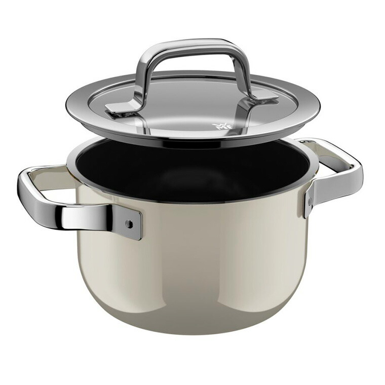 WMF ヴェーエムエフ フュージョンテック ミネラルプロ ハイキャセロール 16cm IH対応 ガス火対応 / 深型 両手鍋 寸胴鍋 蓋付き 食洗機対応 オーブン対応 10年保証 / プラチナム(PL)