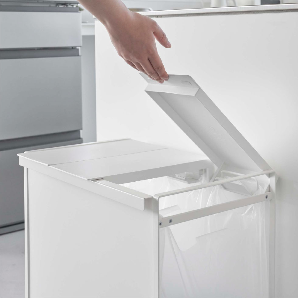 山崎実業 公式 tower 蓋付き目隠し分別ダストワゴン タワー 3分別 ダストワゴン ブラック 5978