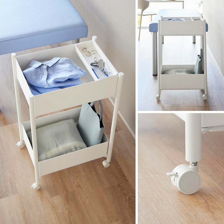 山崎実業 tower 小物トレー付き収納ワゴン 2段 タワー 10183 10184 / ブラック