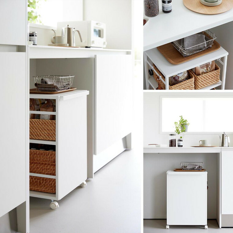 山崎実業 tower 目隠しワゴン タワー 天板付き 2段 8466 8467