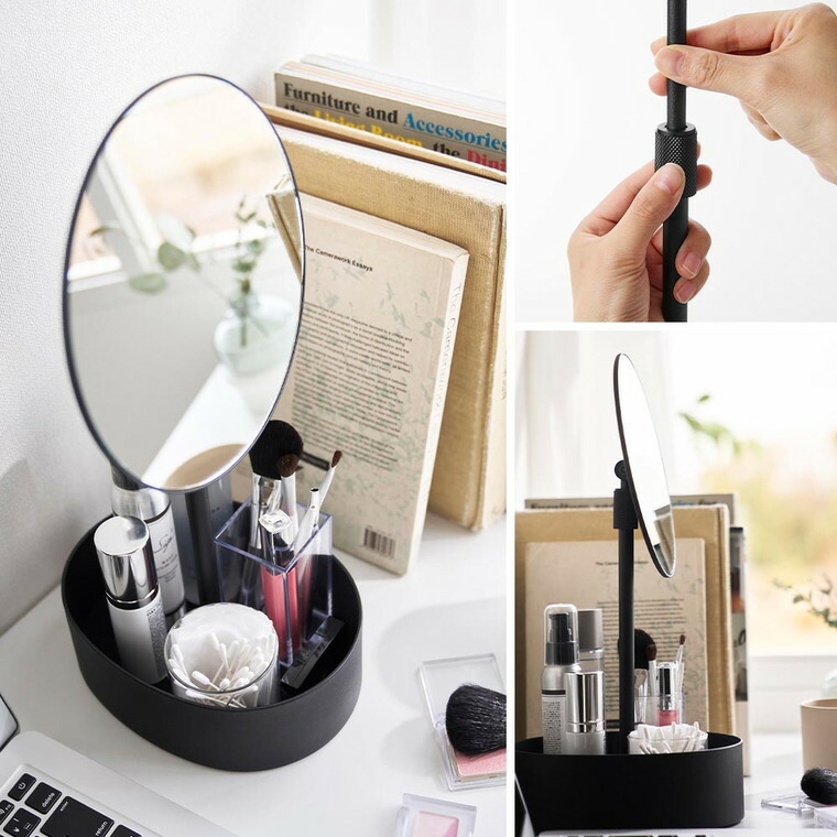 tower 高さと角度が調節できる収納付きスタンドミラー タワー 山崎実業 10418 10419 送料無料 / ホワイト