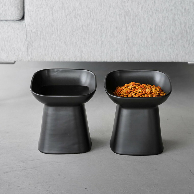 nooks 食べやすい高さ陶器ペットフードボウル ヌークス 斜め H17 山崎実業 10561 10562 / ホワイト