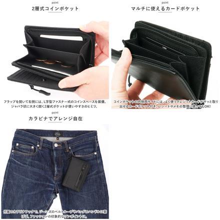 L.R.M 止水ファスナー合皮ミドル財布 TAブラック