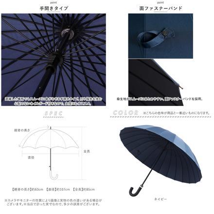 長傘 24本骨 濡れると花が浮き出る lyum905 スカイブルー