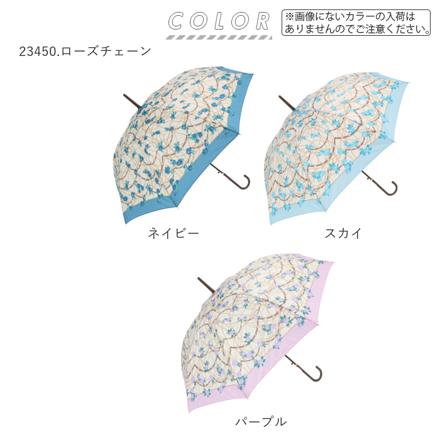 amusant sous la pluie 58cm グラスファイバー 長傘 23480.フラワーレース パープル