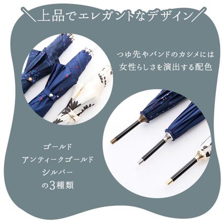 amusant sous la pluie 60cm スリム 耐風長傘 8mm 13640.ドット ネイビー