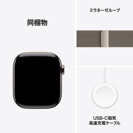 Apple Watch Series 10（GPS + Cellularモデル）- 42mmナチュラルチタニウムケースとナチュラルミラネーゼループ with AppleCare+