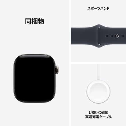 Apple Apple Watch Series 12（GPS + Cellularモデル）- 42mmナチュラルチタニウムケースとネイビーブルースポーツバンド - S/M
