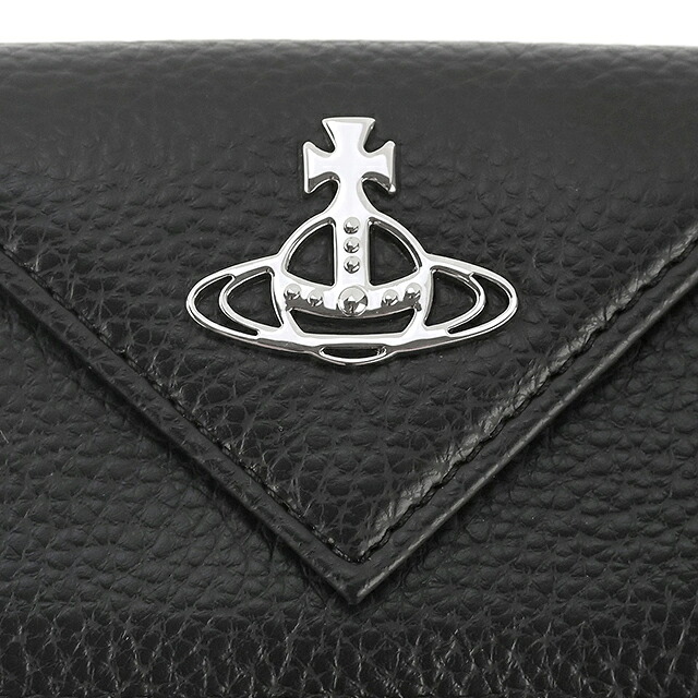 ヴィヴィアン ウエストウッド 三つ折り財布 コンパクト 三折財布 レディース ブランド Vivienne Westwood PU GRAIN 革 レザーウォレット 小銭入れあり ロゴ 51150009 S000D N403 BLACK ビビアン 高級 おしゃれ プレゼント 実用的