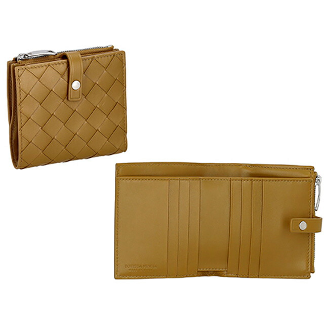 ボッテガ・ヴェネタ 二つ折り財布 レディース ブランド BOTTEGA VENETA イントレチャート レザー 600270-V48A1 ブラウン ウォレット 高級 おしゃれ プレゼント 実用的