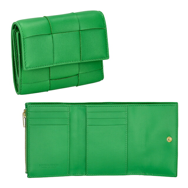 ボッテガ・ヴェネタ 三つ折り財布 三折財布 レディース ブランド BOTTEGA VENETA レザー Italy 651372-V3UO1 3722 グリーン