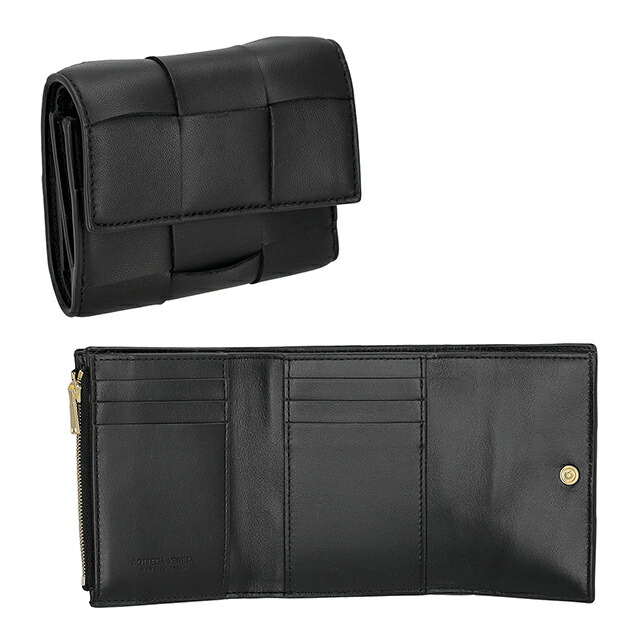 ボッテガ・ヴェネタ 三つ折り財布 三折財布 レディース ブランド BOTTEGA VENETA レザー Italy 651372-V3UO1 8425 ブラック