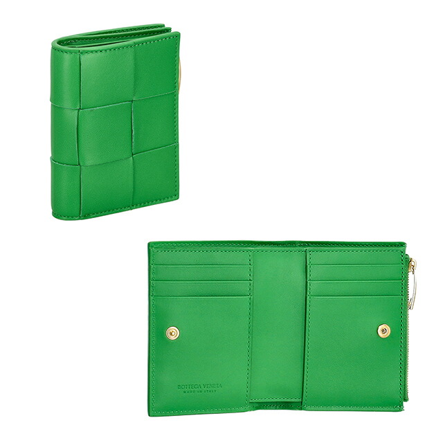ボッテガ・ヴェネタ 二つ折り財布 二折財布 レディース ブランド BOTTEGA VENETA Italy 742698-V3UO3 3722 グリーン