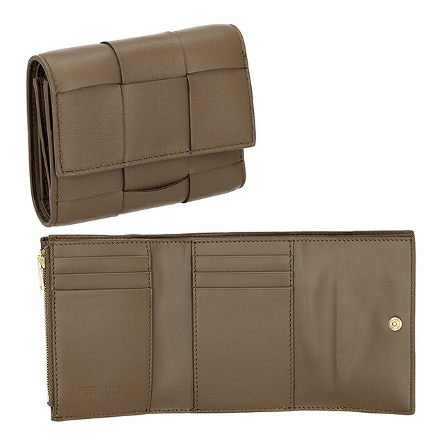 ボッテガ・ヴェネタ 三つ折り財布 三折財布 レディース ブランド BOTTEGA VENETA レザー Italy 750245-V3UO1 2560 ブラウン