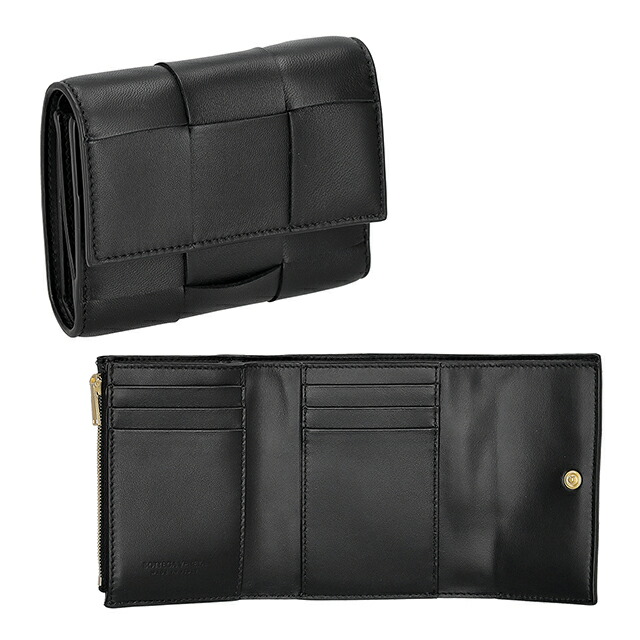 ボッテガ・ヴェネタ 三つ折り財布 三折財布 レディース ブランド BOTTEGA VENETA レザー Italy 750245-V3UO1 8425 ブラック