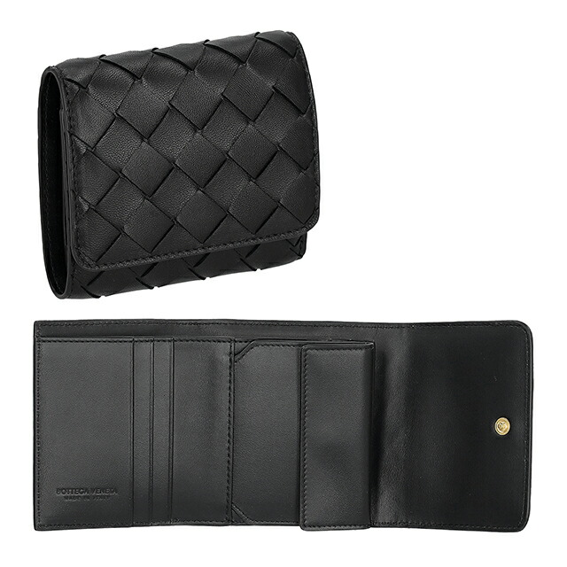 ボッテガ・ヴェネタ 三つ折り財布 三折財布 レディース ブランド BOTTEGA VENETA レザー Italy 776033-V3UH1 8425 ブラック