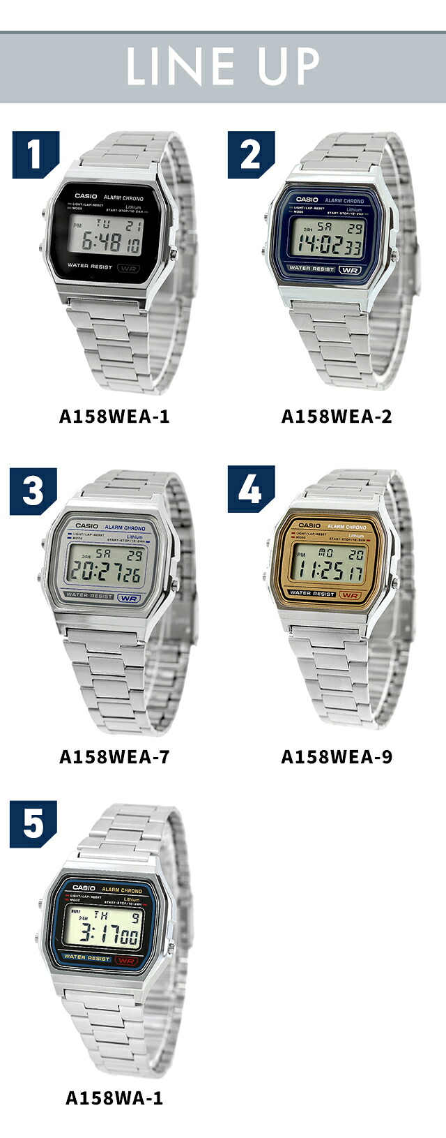 カシオ チープカシオ CASIO クラシック クォーツ 電池式 A158 ユニセックス チプカシ メンズ レディース 腕時計 ブランド デジタル ブラック ネイビー グレー キャメルベージュ 黒 選べるモデル おしゃれ 防水 かわいい プレゼント 実用的