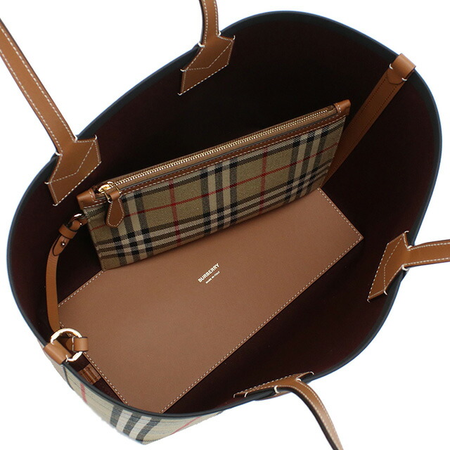 バーバリー トートバッグ レディース BURBERRY コットン、レザー イタリア 8066163 BRIAR BROWN-BLACK ブラウン系 マルチカラー バッグ 軽量 手提げ ブランド 高級 おしゃれ プレゼント 女性 実用的 かわいい