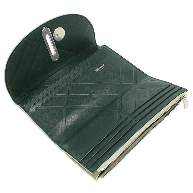 バーバリー 長財布三折小銭入付き レディース BURBERRY レザー イタリア 8081652 HUNTER グリーン系 財布 ウォレット ブランド 高級 おしゃれ プレゼント 実用的
